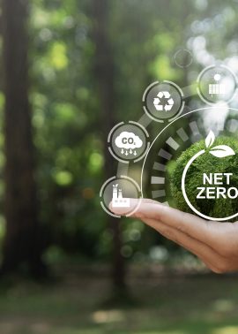 Net zero and carbon neutral concept. Net zero greenhouse gas emissions target. Climate neutral long term strategy on a green background.